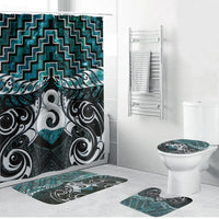 New Zealand Maori Bathroom Set Poutama Pikorua - Single Twist Paua Shell LT05 Bathroom Set (4 pcs) Turquoise - Polynesian Pride