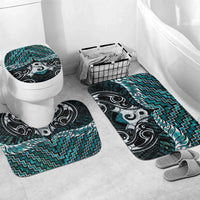 New Zealand Maori Bathroom Set Poutama Pikorua - Single Twist Paua Shell LT05 Mat Set Only (3 pcs) One Size Turquoise - Polynesian Pride