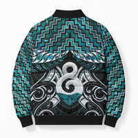 New Zealand Maori Bomber Puffer Jacket Poutama Pikorua - Single Twist Paua Shell LT05 - Polynesian Pride