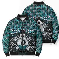 New Zealand Maori Bomber Puffer Jacket Poutama Pikorua - Single Twist Paua Shell LT05 - Polynesian Pride