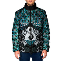 New Zealand Maori Padded Jacket Poutama Pikorua - Single Twist Paua Shell LT05 Men Turquoise - Polynesian Pride