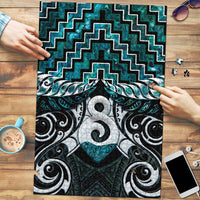 New Zealand Maori Puzzle Poutama Pikorua - Single Twist Paua Shell LT05 Turquoise - Polynesian Pride