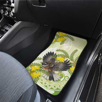 New Zealand Piwakawaka Fantail Bird Car Mats With Kowhai Flowers LT05 - Polynesian Pride