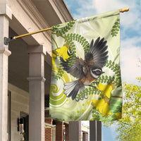 New Zealand Piwakawaka Fantail Bird Garden Flag With Kowhai Flowers LT05 House Flag Green - Polynesian Pride