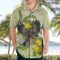 New Zealand Piwakawaka Fantail Bird Hawaiian Shirt With Kowhai Flowers LT05 - Polynesian Pride