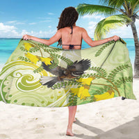 New Zealand Piwakawaka Fantail Bird Sarong With Kowhai Flowers LT05 - Polynesian Pride