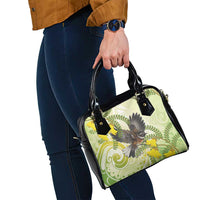 New Zealand Piwakawaka Fantail Bird Shoulder Handbag With Kowhai Flowers LT05 - Polynesian Pride