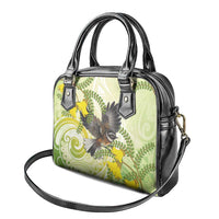 New Zealand Piwakawaka Fantail Bird Shoulder Handbag With Kowhai Flowers LT05 - Polynesian Pride
