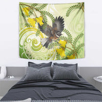 New Zealand Piwakawaka Fantail Bird Tapestry With Kowhai Flowers LT05 - Polynesian Pride