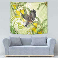 New Zealand Piwakawaka Fantail Bird Tapestry With Kowhai Flowers LT05 - Polynesian Pride
