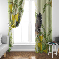 New Zealand Piwakawaka Fantail Bird Window Curtain With Kowhai Flowers LT05 - Polynesian Pride