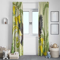 New Zealand Piwakawaka Fantail Bird Window Curtain With Kowhai Flowers LT05 - Polynesian Pride