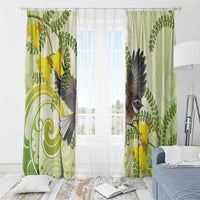 New Zealand Piwakawaka Fantail Bird Window Curtain With Kowhai Flowers LT05 - Polynesian Pride