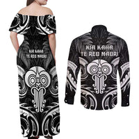 New Zealand Te Reo Maori Couples Matching Off Shoulder Maxi Dress and Long Sleeve Button Shirt Korero Maori Ai Au LT05 - Polynesian Pride