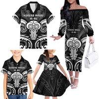 New Zealand Te Reo Maori Family Matching Off The Shoulder Long Sleeve Dress and Hawaiian Shirt Korero Maori Ai Au LT05 - Polynesian Pride