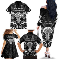New Zealand Te Reo Maori Family Matching Off The Shoulder Long Sleeve Dress and Hawaiian Shirt Korero Maori Ai Au LT05 - Polynesian Pride