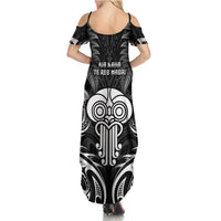 New Zealand Te Reo Maori Family Matching Summer Maxi Dress and Hawaiian Shirt Korero Maori Ai Au LT05 - Polynesian Pride