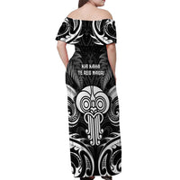 New Zealand Te Reo Maori Off Shoulder Maxi Dress Korero Maori Ai Au LT05 - Polynesian Pride