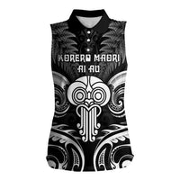 New Zealand Te Reo Maori Women Sleeveless Polo Shirt Korero Maori Ai Au LT05 Female Black - Polynesian Pride