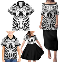 New Caledonia Day Family Matching Puletasi and Hawaiian Shirt Polynesian Curves White Color LT05 - Polynesian Pride