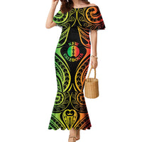 New Caledonia Day Family Matching Mermaid Dress and Hawaiian Shirt Polynesian Curves Reggae Color LT05 Mom's Dress Reggae - Polynesian Pride