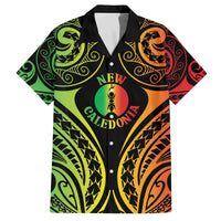 New Caledonia Day Family Matching Off The Shoulder Long Sleeve Dress and Hawaiian Shirt Polynesian Curves Reggae Color LT05 Dad's Shirt - Short Sleeve Reggae - Polynesian Pride