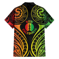 New Caledonia Day Family Matching Off The Shoulder Long Sleeve Dress and Hawaiian Shirt Polynesian Curves Reggae Color LT05 - Polynesian Pride