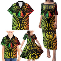 New Caledonia Day Family Matching Puletasi and Hawaiian Shirt Polynesian Curves Reggae Color LT05 - Polynesian Pride