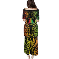 New Caledonia Day Family Matching Puletasi and Hawaiian Shirt Polynesian Curves Reggae Color LT05 - Polynesian Pride