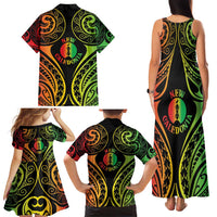 New Caledonia Day Family Matching Tank Maxi Dress and Hawaiian Shirt Polynesian Curves Reggae Color LT05 - Polynesian Pride