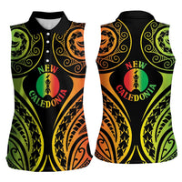 New Caledonia Day Women Sleeveless Polo Shirt Polynesian Curves Reggae Color LT05 - Polynesian Pride