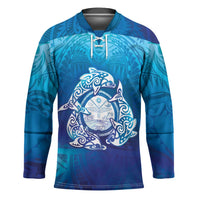 Marshall Islands Manit Day Hockey Jersey Tribal Dolphin With Marshall Seal - Polynesian Pride