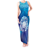 Marshall Islands Manit Day Tank Maxi Dress Tribal Dolphin With Marshall Seal - Polynesian Pride