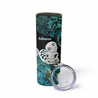 Personalized Aotearoa New Zealand Skinny Tumbler Paua Shell Fern Koru With Maori Hei Tiki LT05 - Polynesian Pride