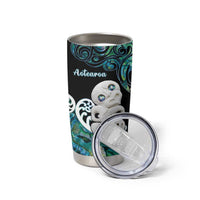Personalized Aotearoa New Zealand Tumbler Cup Paua Shell Fern Koru With Maori Hei Tiki LT05 - Polynesian Pride