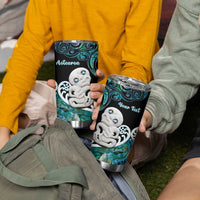 Personalized Aotearoa New Zealand Tumbler Cup Paua Shell Fern Koru With Maori Hei Tiki LT05 - Polynesian Pride
