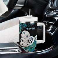 Personalized Aotearoa New Zealand Tumbler With Handle Paua Shell Fern Koru With Maori Hei Tiki LT05 - Polynesian Pride