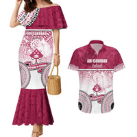 Personalized Adi Cakobau School Couples Matching Mermaid Dress and Hawaiian Shirt With Fijian Tapa Pattern LT05 Pink - Polynesian Pride