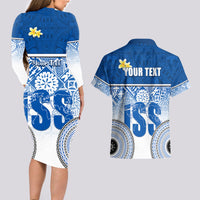 Personalized International School Suva Couples Matching Long Sleeve Bodycon Dress and Hawaiian Shirt With Fijian Tapa Pattern LT05 - Polynesian Pride