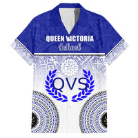 Personalized Queen Victoria School Family Matching Long Sleeve Bodycon Dress and Hawaiian Shirt With Fijian Tapa Pattern LT05 Dad's Shirt - Short Sleeve Blue - Polynesian Pride