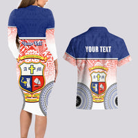 Personalized Marist Brothers High School Couples Matching Long Sleeve Bodycon Dress and Hawaiian Shirt With Fijian Tapa Pattern LT05 - Polynesian Pride