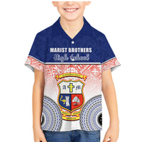 Personalized Marist Brothers High School Family Matching Mermaid Dress and Hawaiian Shirt With Fijian Tapa Pattern LT05 Son's Shirt Blue - Polynesian Pride