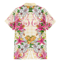 Hawaii Palaka Family Matching Mermaid Dress and Hawaiian Shirt Yellow Tribal Pattern With Tropical Flowers LT05 - Polynesian Pride