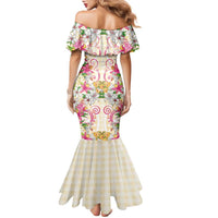 Hawaii Palaka Family Matching Mermaid Dress and Hawaiian Shirt Yellow Tribal Pattern With Tropical Flowers LT05 - Polynesian Pride