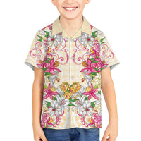 Hawaii Palaka Family Matching Tank Maxi Dress and Hawaiian Shirt Yellow Tribal Pattern With Tropical Flowers LT05 Son's Shirt Yellow - Polynesian Pride