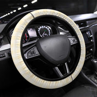 Hawaii Palaka Steering Wheel Cover Yellow Tribal Pattern With Tropical Flowers - Polynesian Pride