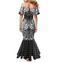Hawaii Palaka Family Matching Mermaid Dress and Hawaiian Shirt Black Tribal Pattern With Tropical Flowers LT05 - Polynesian Pride