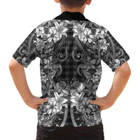 Hawaii Palaka Family Matching Puletasi and Hawaiian Shirt Black Tribal Pattern With Tropical Flowers LT05 - Polynesian Pride
