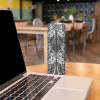 Hawaii Palaka Skinny Tumbler Black Tribal Pattern With Tropical Flowers - Polynesian Pride