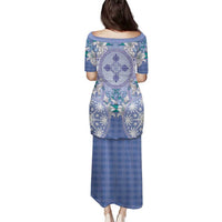 Hawaii Violet Palaka Family Matching Puletasi and Hawaiian Shirt With Tapa Pattern Tropical Flowers LT05 - Polynesian Pride
